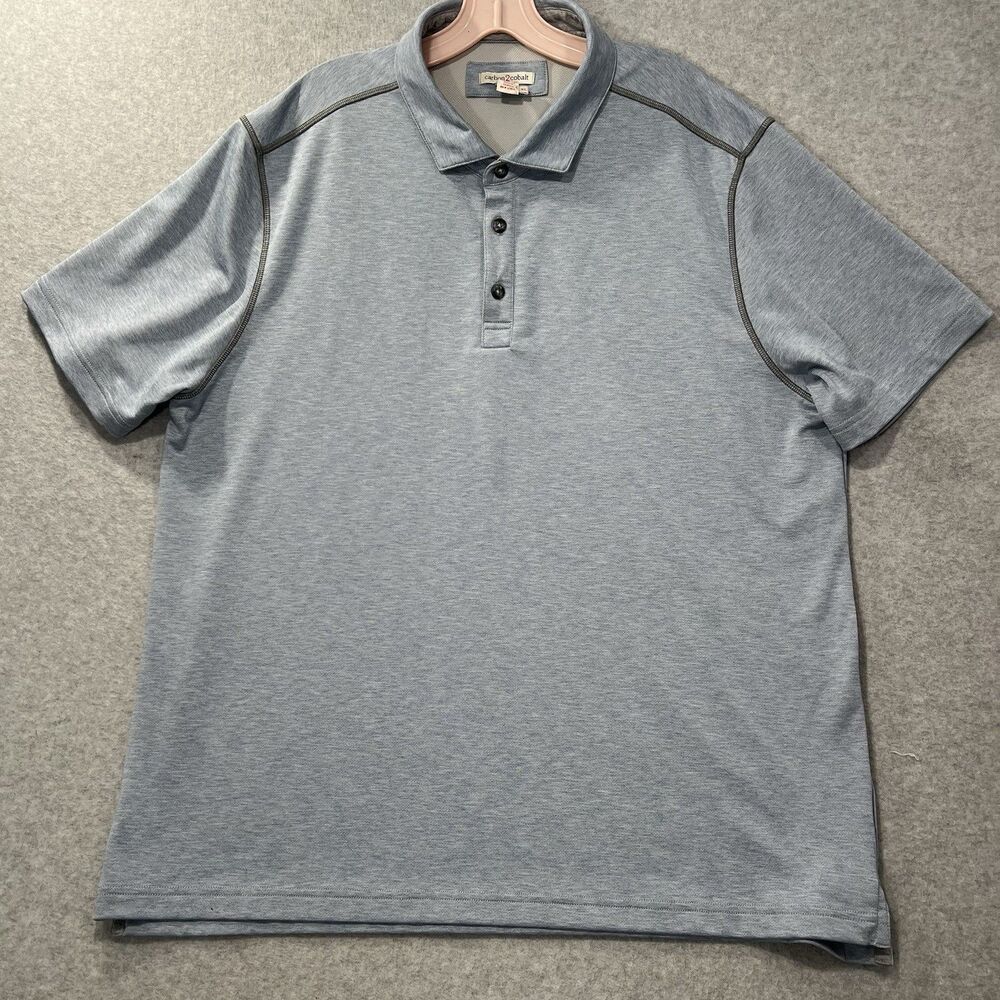 Carbon 2 Cobalt Polo Shirt Mens XL Heathered Blue Stretch performance Golf